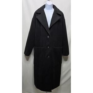 A New Day Women’s Black Over Coat | Size L | Long, Heavy Lined, 3 Button | NEW